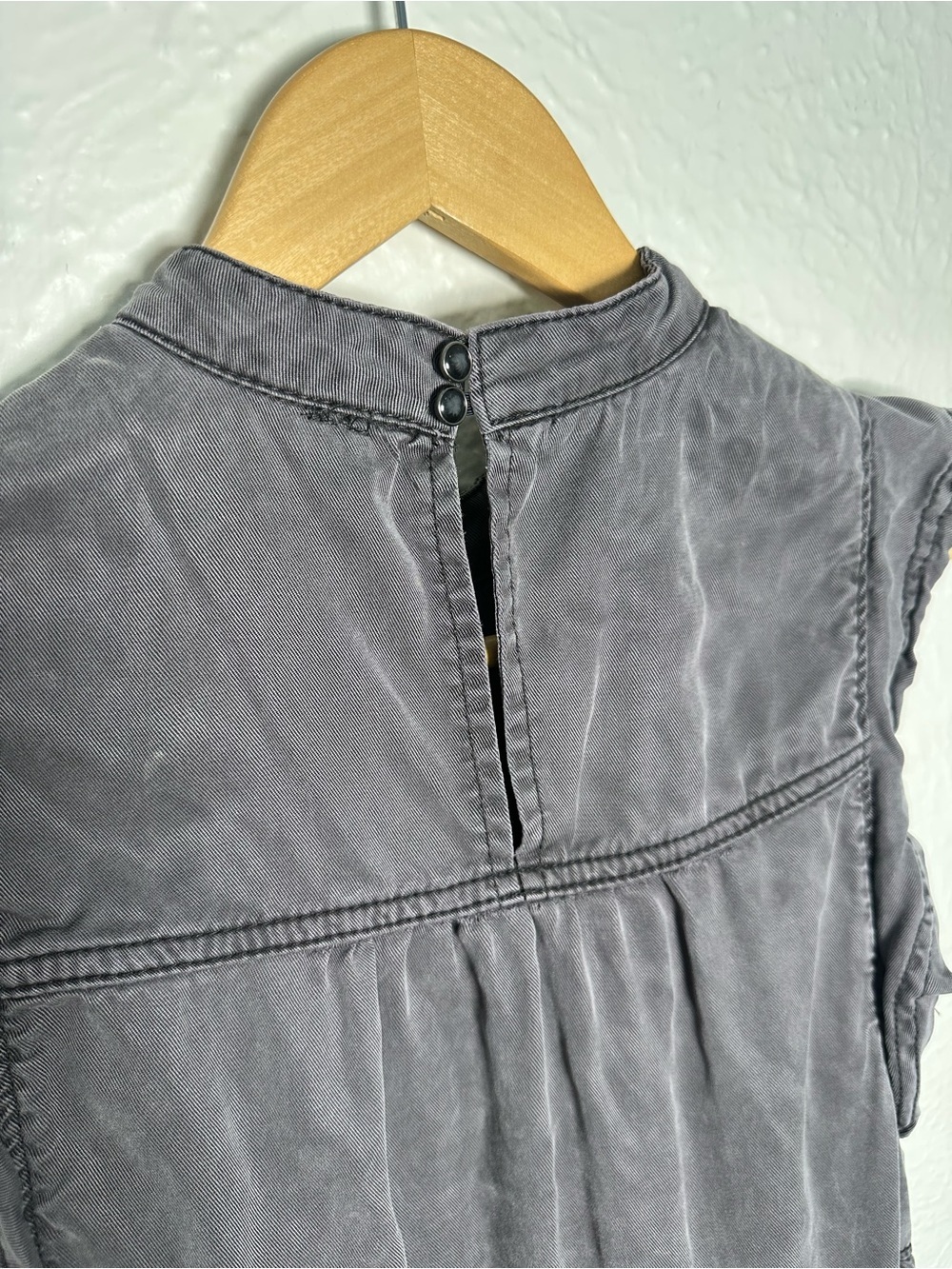 Anthropologie Ruffled Mini Dress Womens XS Charcoal Gray Boho Tiered Dress - Picture 6 of 8